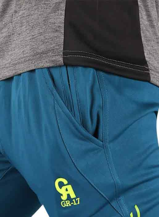 GR-17 TROUSER sky blue trouser with green printing zoom on pocket
